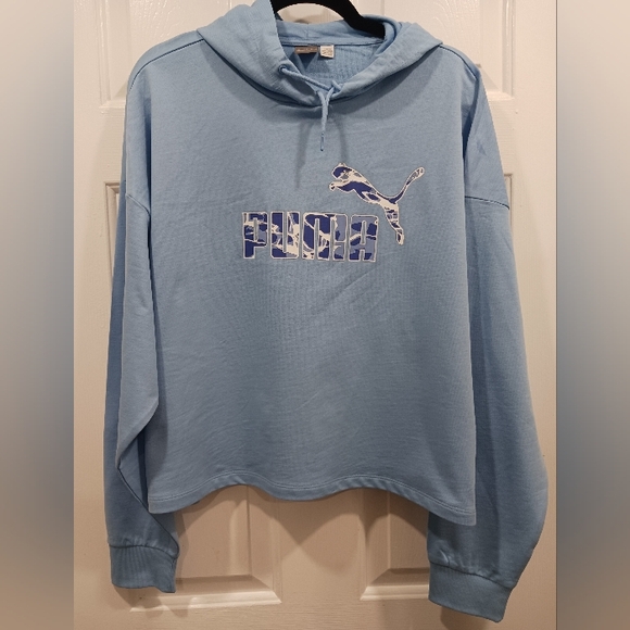 Puma Tops - Puma Light Blue Graphic Hoodie